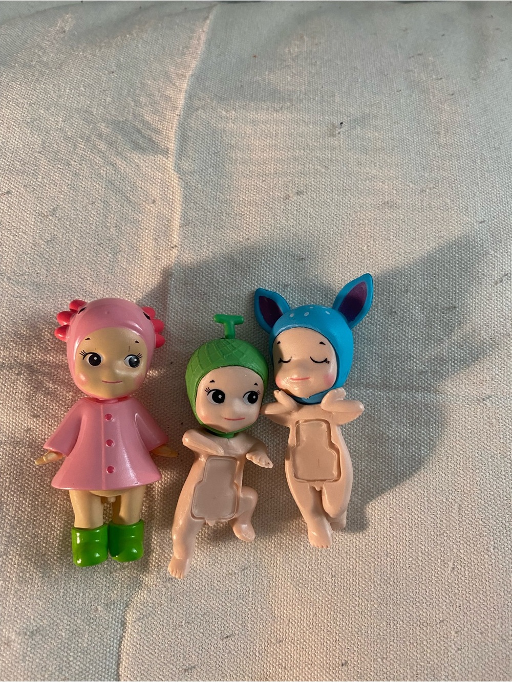 Cute Pink, Green & Blue Kids Toy Figurine Set (faux Sonny angels)